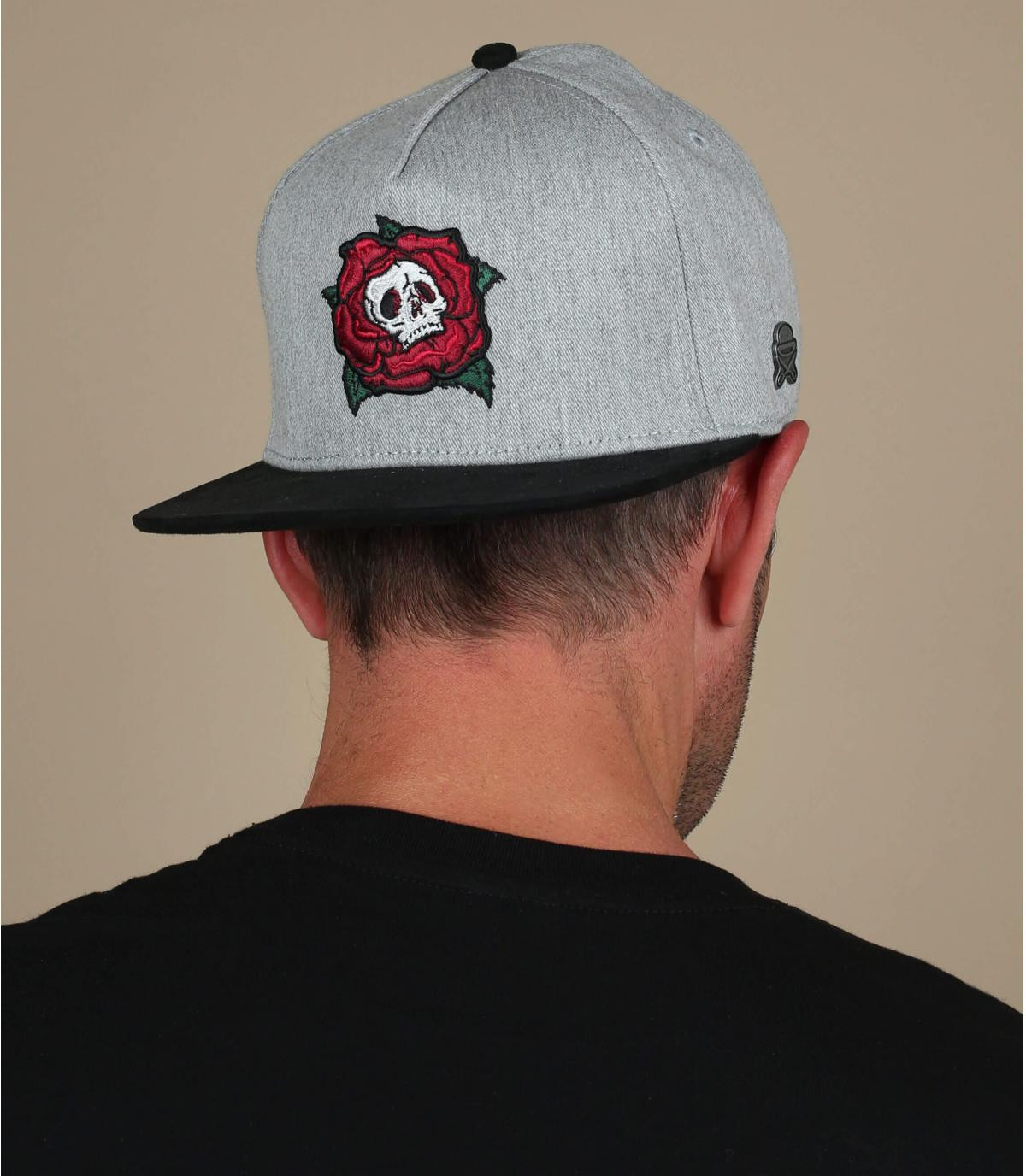 gorra calavera gris death Rose Snapback heather grey